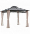 Gazebo Polycarbonate Black, Dark Grey, Khaki 300x300cm Two-tier hardtop roof