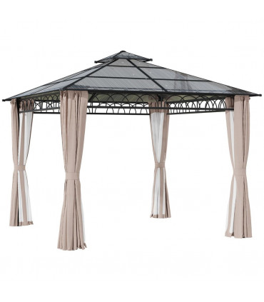 Gazebo Polycarbonate Black, Dark Grey, Khaki 300x300cm Two-tier hardtop roof