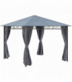 Gazebo Grey 3 x 3(m) Polycarbonate Roof Curtains Garden Party Leisure Time