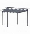 Garden Pergola - Grey Steel Retractable Canopy Roof 3.5M X 3.5M Metal Gazebo