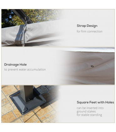 Garden Pergola - Grey Steel Retractable Canopy Roof 3.5M X 3.5M Metal Gazebo