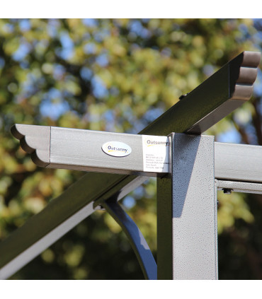 Garden Pergola - Grey Steel Retractable Canopy Roof 3.5M X 3.5M Metal Gazebo