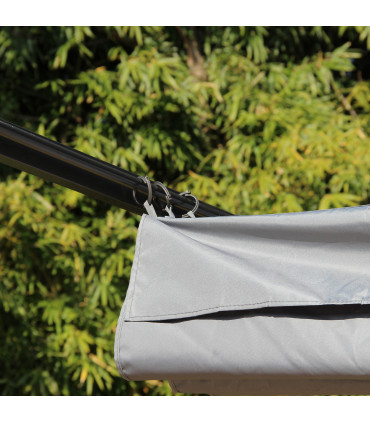 Garden Pergola - Grey Steel Retractable Canopy Roof 3.5M X 3.5M Metal Gazebo