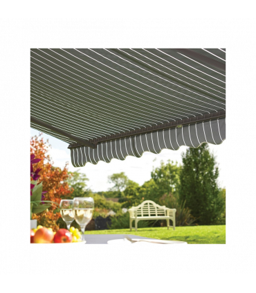 Awning 280gm Polyester Fabric Grey White Striped 3m x 2m Simple Sun Shower Cover