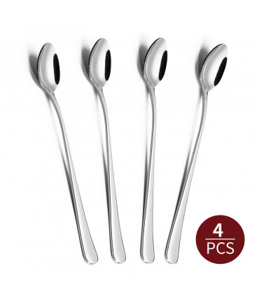 4PC Long Handle Stainless Steel Latte Spoon Flatware Tableware Set