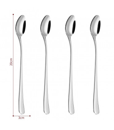 4PC Long Handle Stainless Steel Latte Spoon Flatware Tableware Set