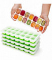 Silicone Ice Cube Trays with Clear Removable Lids BPA Free - Green 4Pack