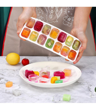 Silicone Ice Cube Trays with Clear Removable Lids BPA Free - Green 4Pack
