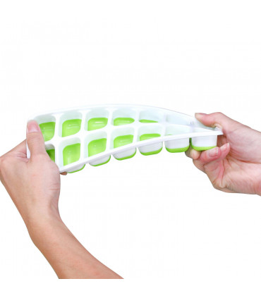 Silicone Ice Cube Trays with Clear Removable Lids BPA Free - Green 4Pack