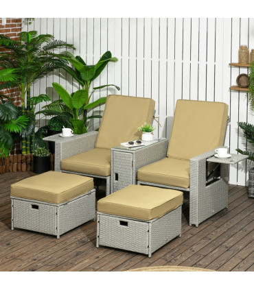 Adjustable Rattan Sun Lounger