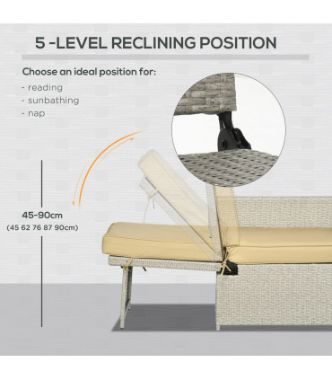 Adjustable Rattan Sun Lounger