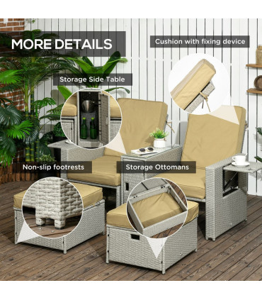 Adjustable Rattan Sun Lounger