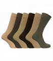 6 Pairs 100% Cotton Socks (6-11 UK / SE002 Brown)