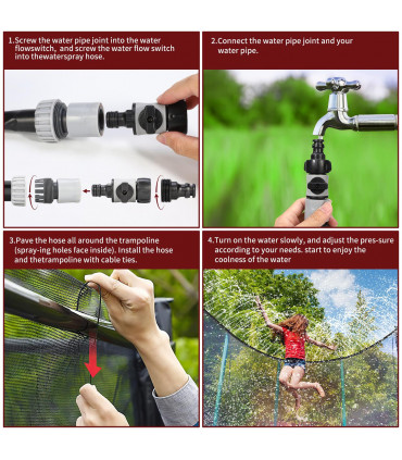 Trampoline Sprinkler 8M/26FT Water Sprayer PE Material Outdoor Waterpark Hose