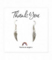 Earrings Silver 17mm Angel Wing on Rainbow Thank You Card in Gift Box