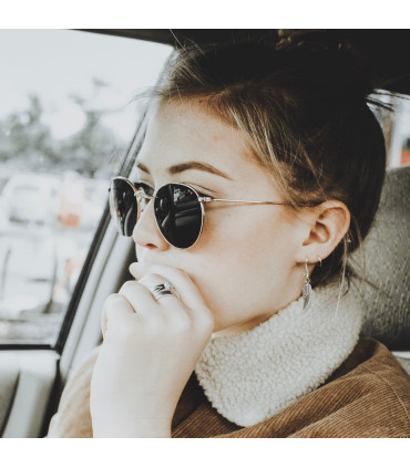 Earrings Silver 17mm Angel Wing on Rainbow Thank You Card in Gift Box