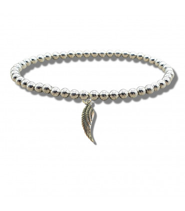 Angel Feather Silver Beaded Bracelet