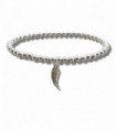 Angel Feather Silver Beaded Bracelet