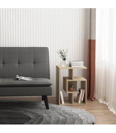 3-Tier Side End Table, 55H cm-Oak Colour