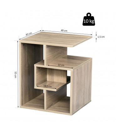 3-Tier Side End Table, 55H cm-Oak Colour