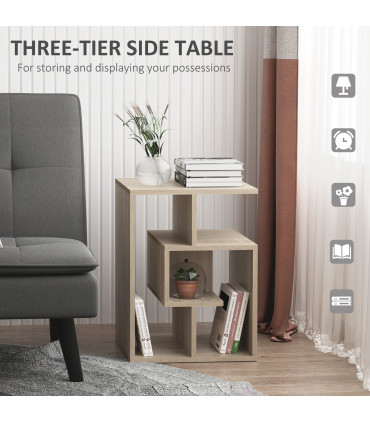 3-Tier Side End Table, 55H cm-Oak Colour