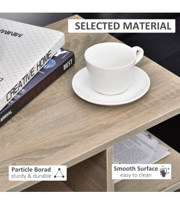 3-Tier Side End Table, 55H cm-Oak Colour