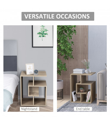 3-Tier Side End Table, 55H cm-Oak Colour