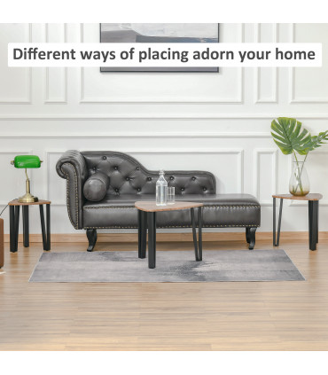 Coffee Table Set 3 PC Stackable MDF Steel Frame Walnut 45.4cmx56cmx54.2cm