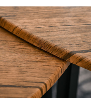 Coffee Table Set 3 PC Stackable MDF Steel Frame Walnut 45.4cmx56cmx54.2cm