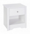 Solid wood White & Silver handle 53Wx42.5Dx59H cm Bedside Table-White