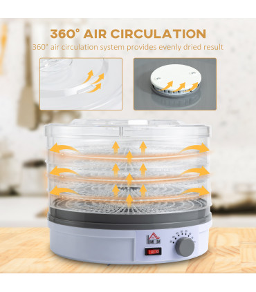 5 Tier Food Dehydrator 245W Stainless Steel Food Dryer Machine Timer LCD White