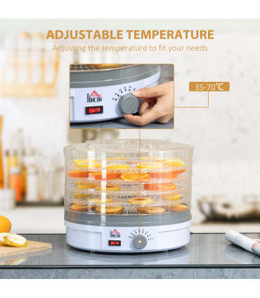 5 Tier Food Dehydrator 245W Stainless Steel Food Dryer Machine Timer LCD White
