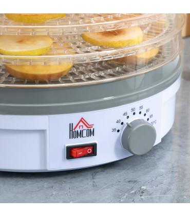 5 Tier Food Dehydrator 245W Stainless Steel Food Dryer Machine Timer LCD White