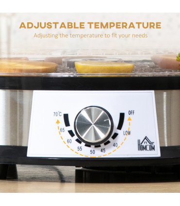 Food Dehydrator - 5 Tier Stainless Steel Dryer Machine Silver 34cm x 34cm