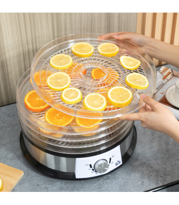 Food Dehydrator - 5 Tier Stainless Steel Dryer Machine Silver 34cm x 34cm