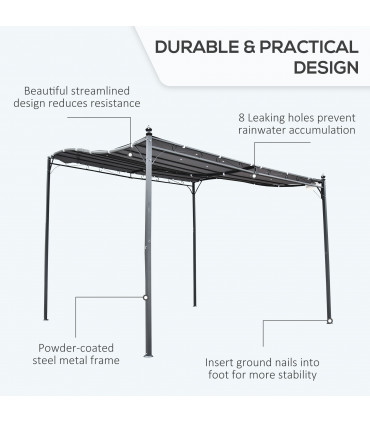 Metal Wall Awning Canopy Grey 297cm x 297cm x 250cm UV Wind Rain Protection