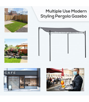 Metal Wall Awning Canopy Grey 297cm x 297cm x 250cm UV Wind Rain Protection