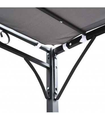 Metal Wall Awning Canopy Grey 297cm x 297cm x 250cm UV Wind Rain Protection