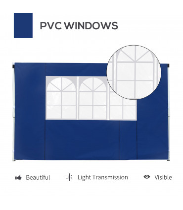 Gazebo Exchangeable Side Panels Blue 3m x 2m UV Proof Material Window Privacy