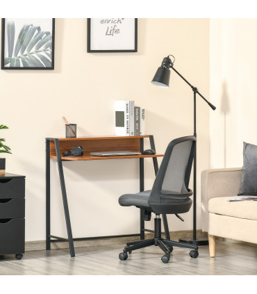 Computer Table, 84Lx45Wx85H cm-Walnut Colour, Two-tier design, Steel Frame