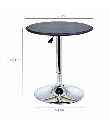 Chrome Steel Height Adjustable Round Bar Table Dinning Table Black