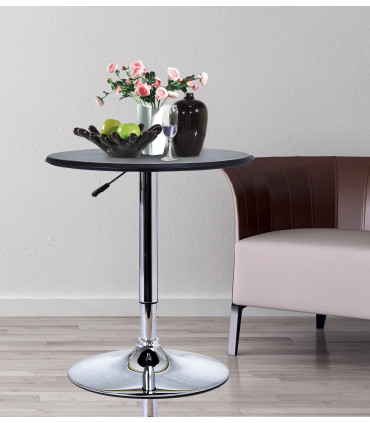 Chrome Steel Height Adjustable Round Bar Table Dinning Table Black