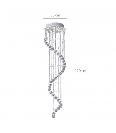 Chandelier Crystal Glass Silver 30cm x 30cm x 120cm 160 Octagons Metal Base