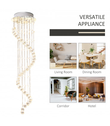 Chandelier Crystal Glass Silver 30cm x 30cm x 120cm 160 Octagons Metal Base