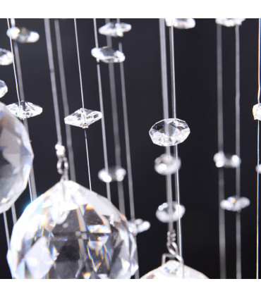 Chandelier Crystal Glass Silver 30cm x 30cm x 120cm 160 Octagons Metal Base