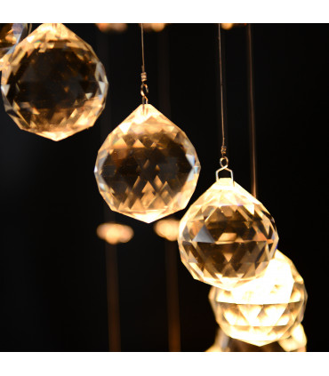 Chandelier Crystal Glass Silver 30cm x 30cm x 120cm 160 Octagons Metal Base