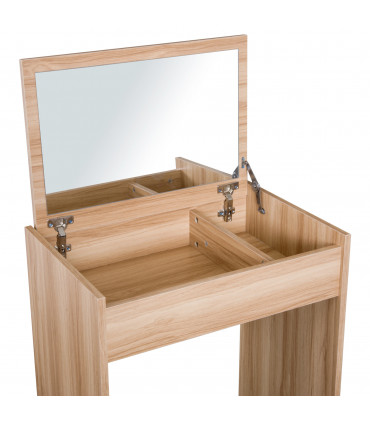 Dressing Table Set with Mirror & Stool-Wood 60.2cmx40.2cmx79cm Wood Grain