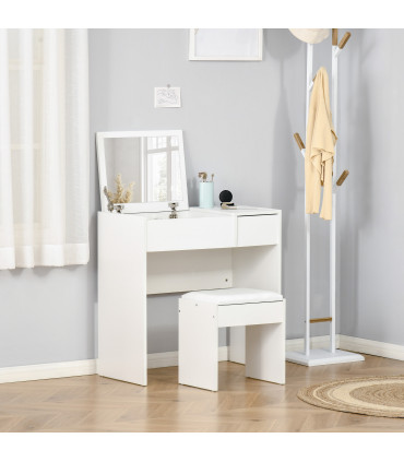 Dressing Table With Padded Stool-White Particle Wood 80cmx40cmx79cm