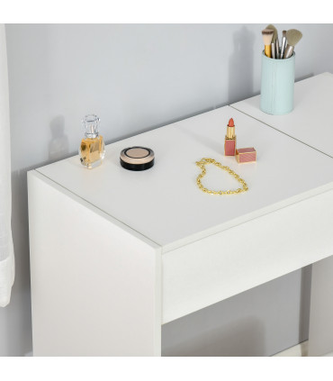 Dressing Table With Padded Stool-White Particle Wood 80cmx40cmx79cm