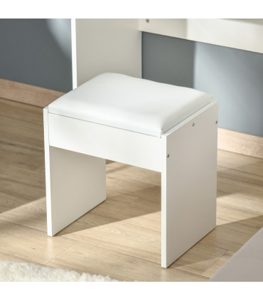 Dressing Table With Padded Stool-White Particle Wood 80cmx40cmx79cm
